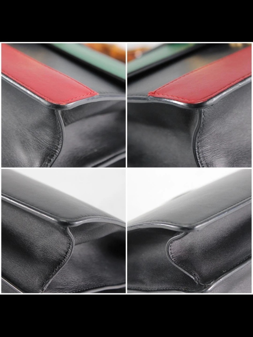 Gucci Black Leather Satchel with Green & Red Web and Bamboo Handle - Picture 7 of 16